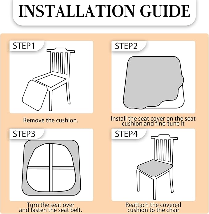 Pu Leather Dining Chair Seat Covers Set of 4, Waterproof Dining Seat Covers Stretch Chair Covers for Dining Chairs/Kitchen Room/Hotel, Odorless Seat Covers for Kitchen Chairs (Blue- 4 PCS)