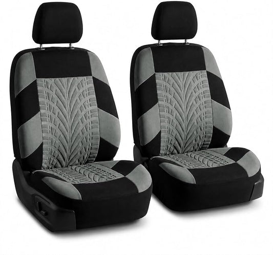 FH Group Front Set Premium Cloth Car Seat Covers for Low Back Car Seat with Removable Headrest, Universal Fit, Airbag Compatible Seat Cover for SUV, Sedan, Beige