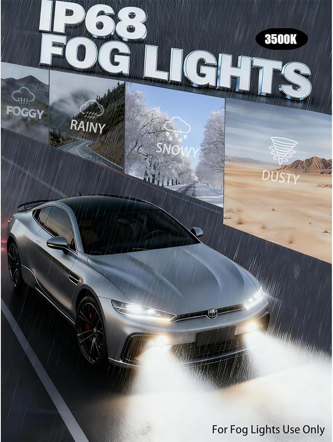 Termitor H11/H8/H9 Light Bulbs, 96,000LM 12X Super Brightness, 360° Adjustable Quick Install, 6500K Cool White H11/H16 Fog Lights Bulb, 1:1 Mini Size with Cooling Fan, IP68, Plug N Play, Pack of 2