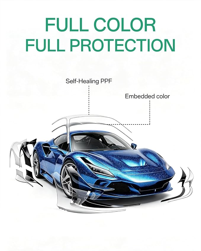 PPF, Dry Apply TPU PPF Vinyl Car Wrap Roll 1ft x 5ft, Paint Protection Vinyl Film (Gloss Cosmic Blue)