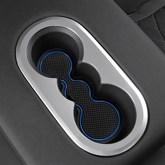 for Jetta Accessories 2026 2025 2024-2019 Cup Holder Protector Inserts Liners Mat Pad Anti Dust Coasters Non-Slip Mat Car Interior Decoration (Blue Trim,4pcs/Set)