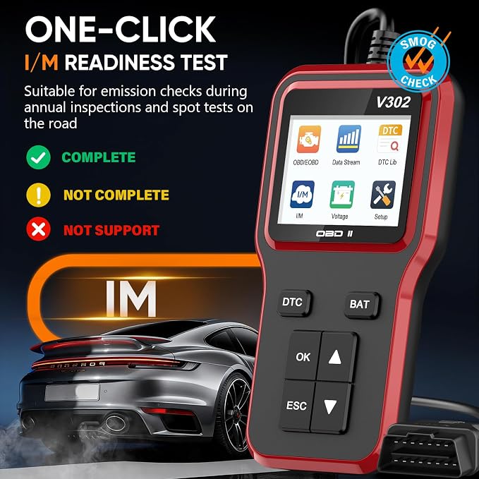 OBD2 Scanner with Battery Tester - Vehicle Code Reader for Check Engine Light, Plug and Play, Car Scanner Diagnostic Tool for All OBDII Vehicles After 1996