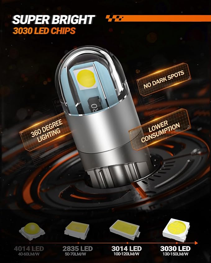 SEALIGHT 194 LED Bulb 6000K White, License Plate Light, Dome Light, T10 168 2825 W5W 3030 Bright Chips Wedge for Replacement Light Bulb, Map Trunk Door Courtesy Dash LED Light Bulb,Pack of 2