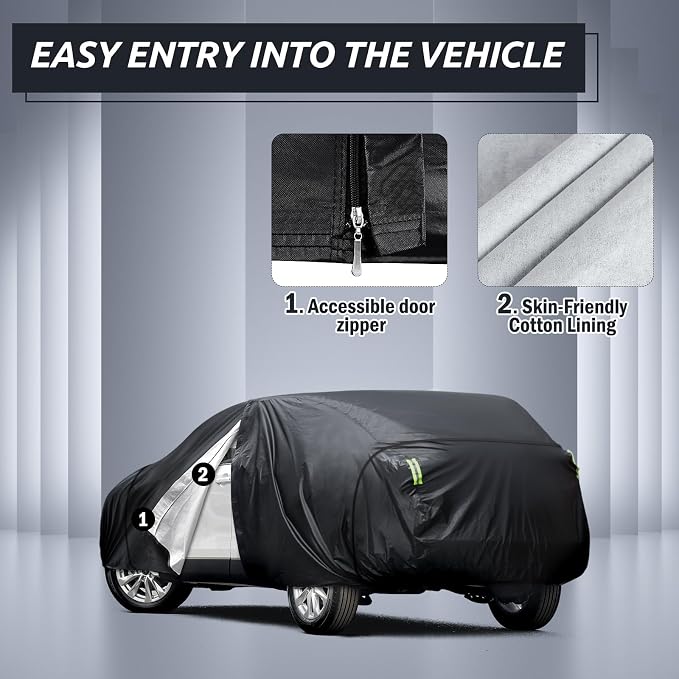 6 Layers Car Cover Waterproof All Weather for Automobiles, SUV Size A6 Universal Fit for Toyota RAV4 /4Runner, Honda CRV, Hyundai Santa Fe, Nissan Rogue, Audi Q5 (182-190 inch)