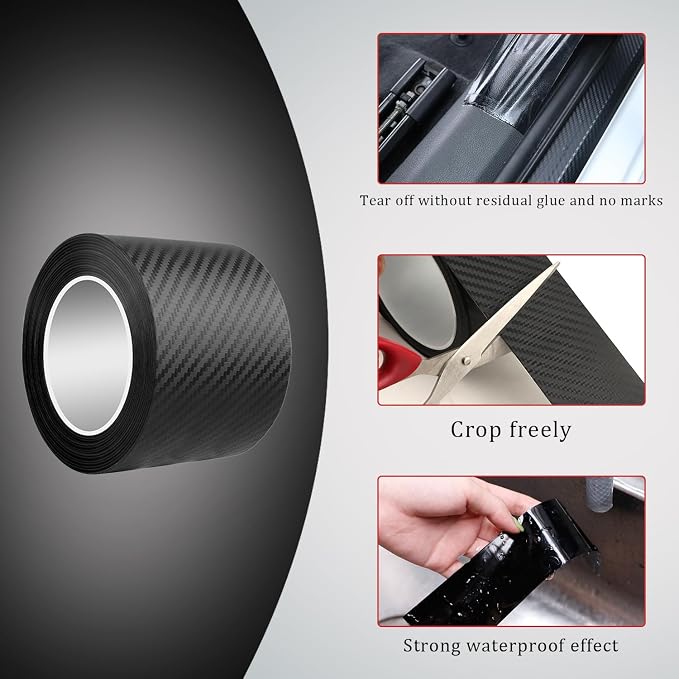 Car Door Edge Trim,Universal Door Sill Protector,Carbon Fiber Front/Rear Bumper Guard,Automotive Scratch Cover Strip Sticker,Car Exterior Accessories for Most Cars(2.76" x33FT,Carbon Fiber)