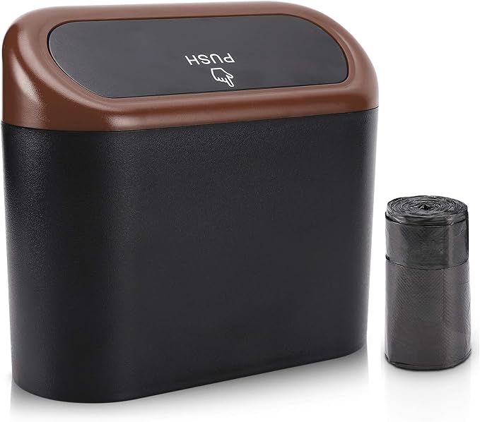 Accmor Car Trash Can with Lid, Leakproof Vehicle Trash Bin Auto Dustbin Organizer, Waterproof Mini Garbage Bin Trash Container with Garbage Bag for Automotive Car, Home, Office, Kitchen