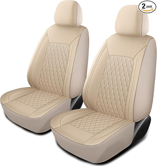 HChengkikz Faux Leather Front Car Seat Covers, 2 Pack Seat Protectors | Easy to Install Auto Interior Accessories Universal Fit for Sedans, SUVs, Trucks, Vans