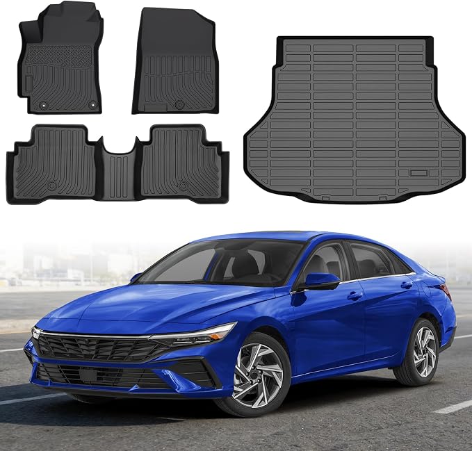 Floor Mats for Hyundai Elantra Hybrid 2021-2026, Custom Fit TPE Mats | All Weather Anti-Slip Floor Liners, Full Set with Cargo Liner, Durable TPE Rubber Protection for Hyundai Elantra Hybrid