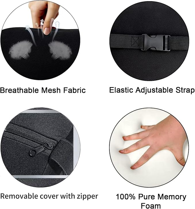 2 Pack Car Headrest Pillow for Neck Support, Soft Car Neck Pillow for Driving with Adjustable Strap and Removable Cover, Universal Fit Headrest Car Pillow