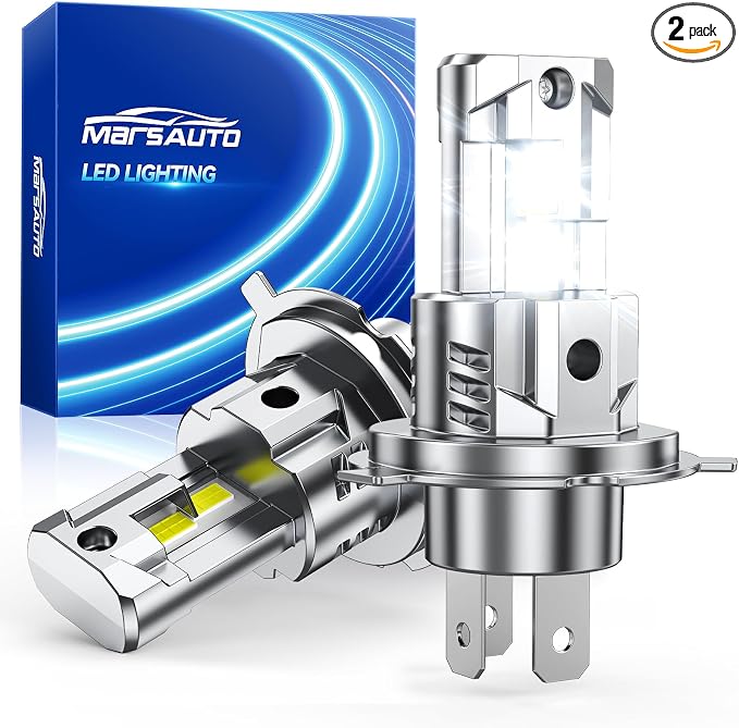 Marsauto H4/9003 Light Bulbs, 40,000LM 600% Ultra Brighter, 6500K Cool White, 80000Hrs Long Life, 1:1 Mini Size, Plug and Play, H4 Fog Lights Bulbs, Pack of 2 | IP68 Waterproof, 1:1 Mini Size, 80000+ Hours Lifespan, Plug-N-Play