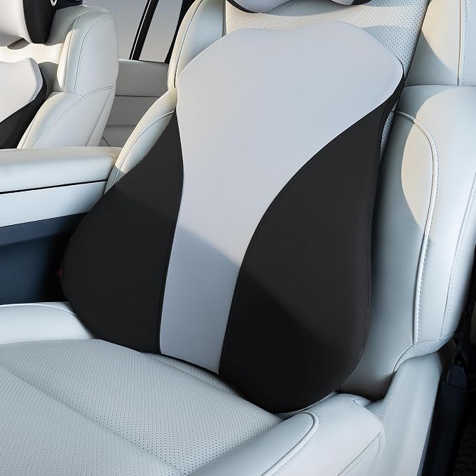 BABUR Lumbar Support Pillow for Car, Back Cushion Support for Driving Seat | Ergonomic 100% Memory Foam, Back Pain Relief, Comfort Lower Back Support for Office Chairs, Car Seat, Wheelchair