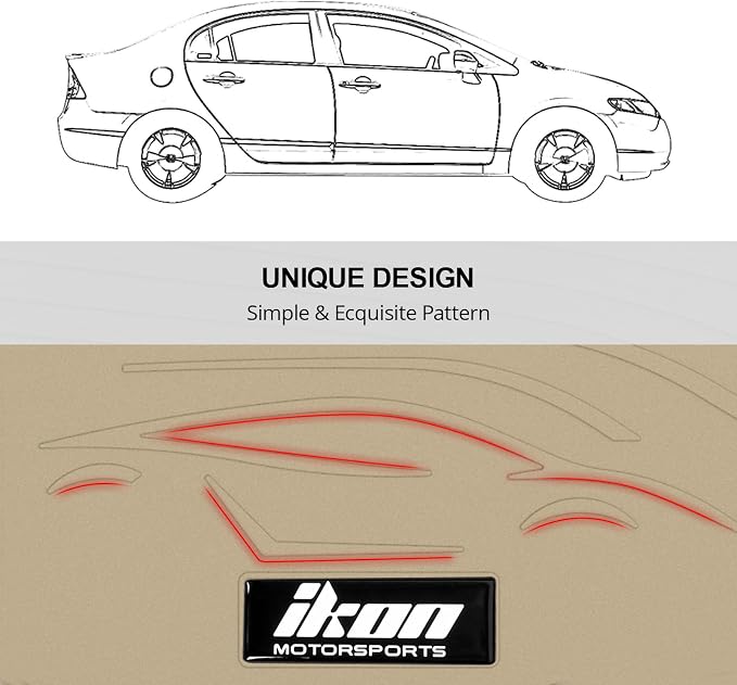 Fit 2008-2015 Chevrolet Cruze Custom Fit Floor Mat IKON Style Beige | IKON MOTORSPORTS, Fit 16 Cruze Limited, Latex Rubber Heavy Duty All Weather Season Car Auto Front Rear Carpets Liner 5PCS