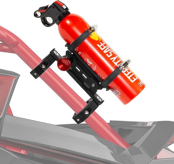 UTV Fire Extinguisher Mount Kit- Quick Release Roll Bar Fire Extinguisher Holder with Aluminum Bracket for Any Vehicle with 1.75"-2" Roll Bar, UTV Accessories Compatible with Polaris RZR/Can Am X3/SXS