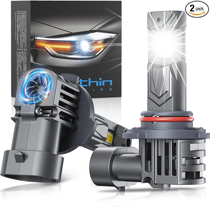 rimthin 9006 Bulb, 9006/HB4 Fog Bulb, Cool White Light Bulb with Cooling Fan, Plug-N-Play, IP67, Pack of 2