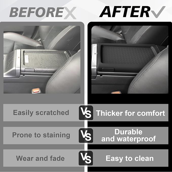 Muslogy Center Console Armrest Cover Fit for 2026 Toyota RAV4 Accessories, Comfort Armrest Pad Console Lid Cushion Silicone Regular Thick - Snug Fit