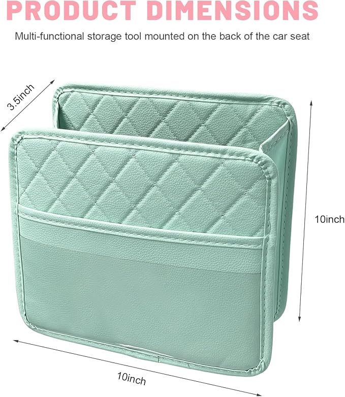 Car Seat Back Organizer, Waterproof Leather Auto Backseat Storage Pocket for Travel Essentials, Universal Multipurpose Backseat Hanging Storage Bag for Cars SUVs Trucks (Green)
