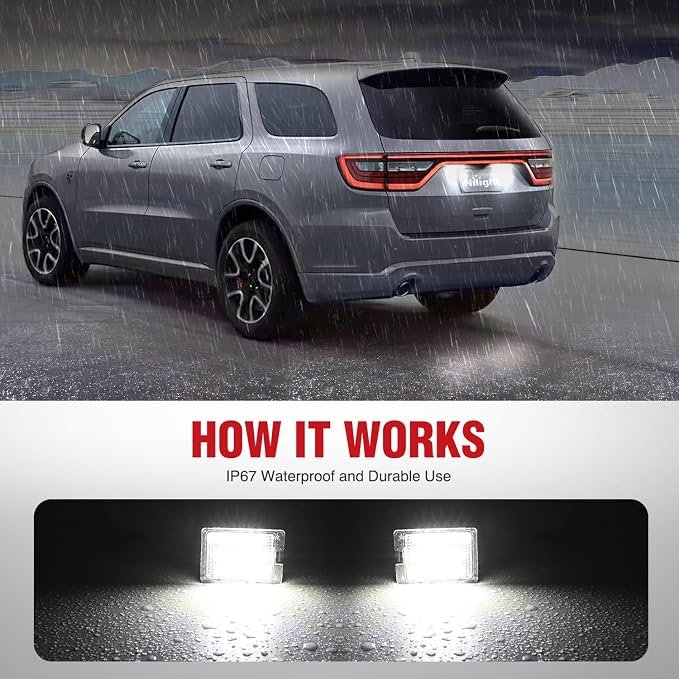 Nilight License Plate Lights Compatible with 2014 2015 2016 2017 2018 2019 2020 2021 2022 2023 Dodge Durango 6000K White Clear Lens 2PCS Pack