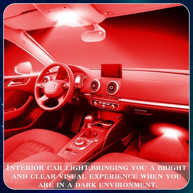 Frienda 70 Pcs Interior Lights LED Car Bulb Kit Set Dome Light 31 36 41 mm 12v De3175 6411 T10 2825 6612f 6615f for Dome Map Read Door Trunk Glove Box License Plate Cargo Courtesy(Red)
