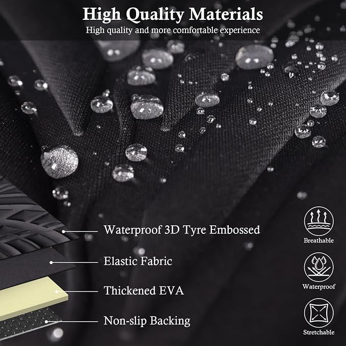 CAR PASS Neoprene Waterproof Seat Covers,Wetsuit Car Seat Covers Front Seats Universal Fit for Vans, Truck, SUV Two Front Only, 3D Tyre Embossed Anti Slip with Armrests, Airbag Compatible(Black)