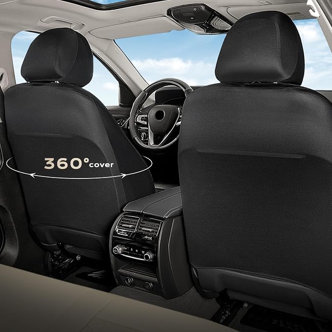 Coverado Car Seat Covers Front Pair, Automotive Leather Seat Covers for Car，Universal Fit Front Back Seat Cover, Non-Slip Waterproof Breathable Car Seat Protector