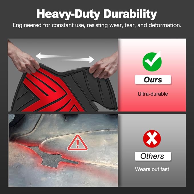 Rubber Floor Mats for Honda Civic Sedan 2012-2015 (Not for Coupe) | All Weather Heavy Duty Car Mats Fit for Civic, 1st & 2nd Row, Black & Red