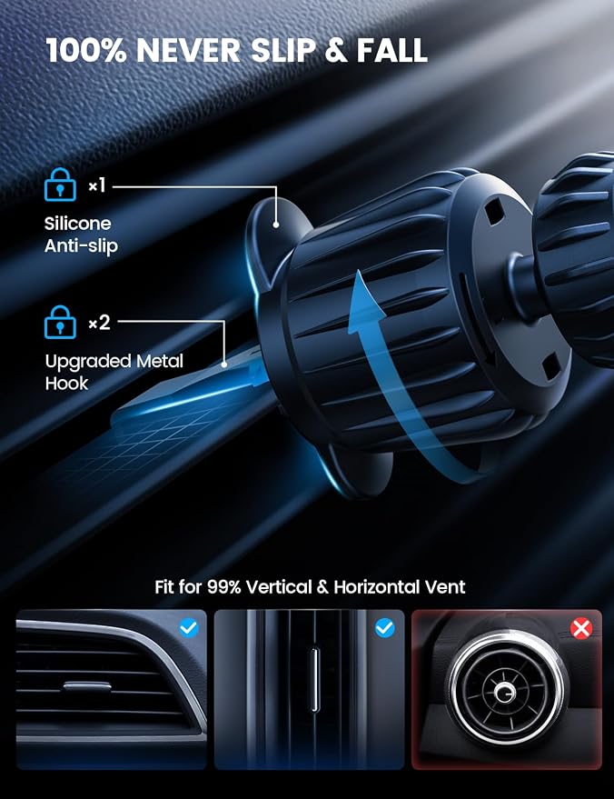 Lamicall 15W for MagSafe Car Mount Charger - [20X Strong Magnets] Wireless Car Phone Holder Charger, Magnetic Phone Holders for Car Vent Dash Accessories for Women Men for iPhone 17 Pro Max Silver