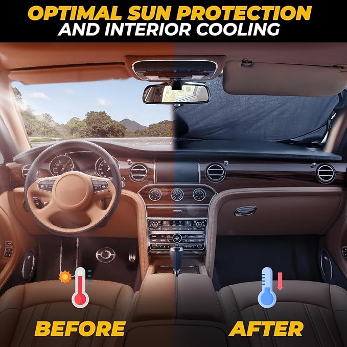 Autovir SUV Sunshade Windshield Foldable, 280T Visor Shade, SUV Accessories