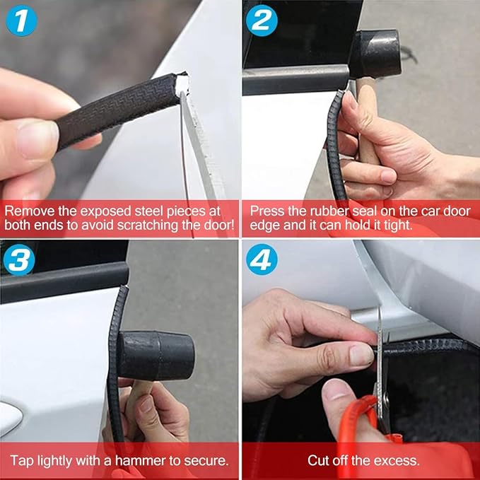 MYFAMIREA 82Ft(25M) Long Car Door Edge Guards,U Shape Edge Trim Rubber Seal Protector Rubber Car Door Protector Car Protection Door Edge Non-Collision Rubber Clips Fit for Most Car, Black