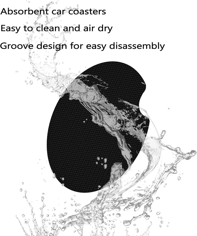 Car Coasters for Cup Holders - Black Gold Leopard Print | 2 Pack Anti Slip Universal Rubber Car Cup Coaster for Women Men, Car Interior Accessories