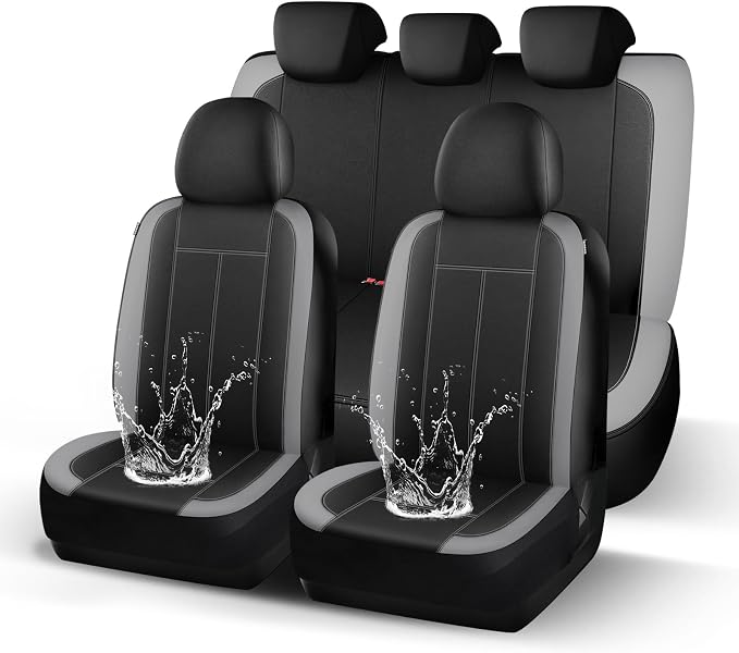 HChengkikz Full Set Neoprene Waterproof Car Seat Covers, Seat Protectors | Water Resistant Seat Protectors, Airbag Compatible, Universal Fit for Sedans, SUVs, Trucks, Vans