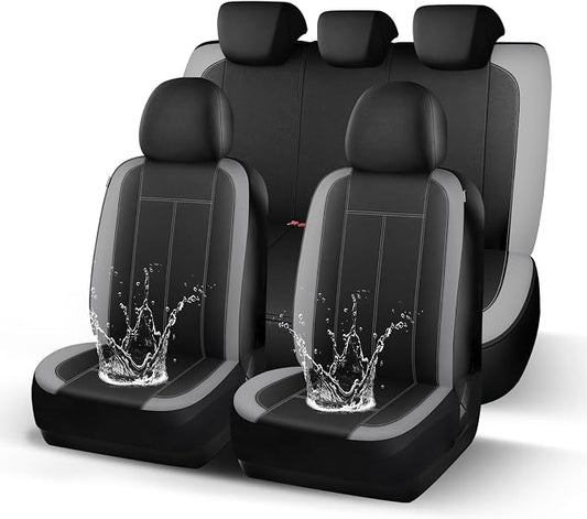 HChengkikz Full Set Neoprene Waterproof Car Seat Covers, Seat Protectors | Water Resistant Seat Protectors, Airbag Compatible, Universal Fit for Sedans, SUVs, Trucks, Vans
