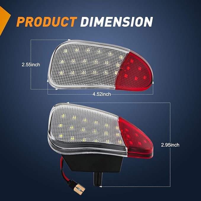 Nilight 2PCS LED Interior Door Panel Light Courtesy Warning Lights White Red Plug and Play Compatible with Ford F-150 1997-2003 F-250 Lobo1997-1999 F-150 SVT 1999-2022 Heritage 2004