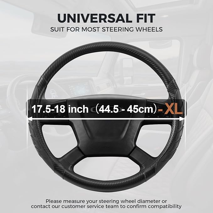 West Llama Semi Truck Steering Wheel Cover, Universal Fit 17.5-18 Inch Large Steering Wheels for RV, Big Rig, 18 Wheeler, Commercial Trucks and Buses (Extra Large Size-Black)