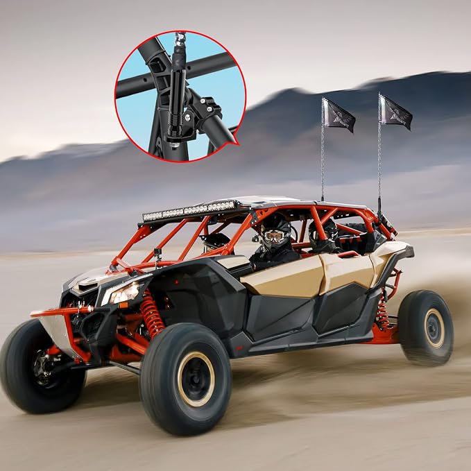 Nilight UTV Flag Antenna Mount Whip Light Mounting Bracket Black Adjustable Heavy Duty for 1.5 to 1.75inch 1.75 to 2inch for Polaris RZR Ranger Can Am Maverick X3 Talon, 2 Years Warranty