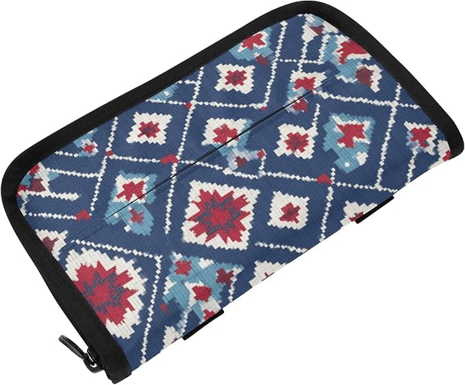 Vintage Blue Floral Patriotic Car Tissue Holder Durable Napkin Holder Hanging Tissue Holders Case Car Tissues Bag for Sun Visor Seat Back Universal Auto