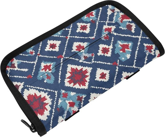Vintage Blue Floral Patriotic Car Tissue Holder Durable Napkin Holder Hanging Tissue Holders Case Car Tissues Bag for Sun Visor Seat Back Universal Auto