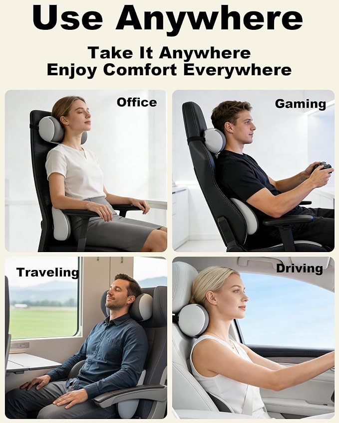Car Lumbar Support & Neck Support Headrest Pillow Kit | Ergonomic Memory Foam Cushion, Sciatica & Tailbone Pain Relief, Fits Car Seat, Office Chair & Wheelchair