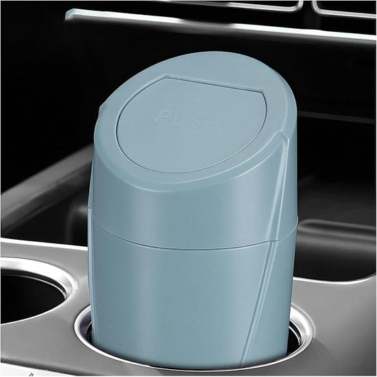 Car Trash Can Bin with Lid, Leakproof Portable Garbage Trash Bin Mini Cup Holder Organizer, Automotive Interior Dustbin Multipurpose Storage Container for Car Home Office (Black Green)