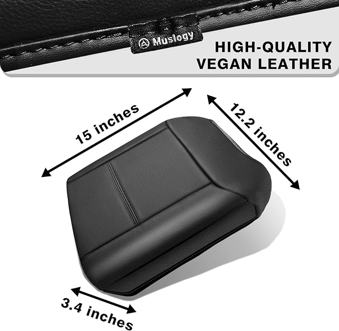 Muslogy Center Console Armrest Cover Fit for Ford F250 F350 F450 2023-2025 2026 Super Duty Accessories, Comfort Armrest Pad Console Lid Cushion Vegan Leather 1-Inch Extra Thick(BucketSeat ONLY)