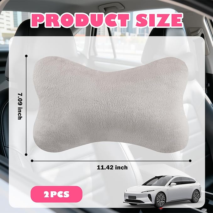 2PCS Soft Car Headrest Pillow,Ergonomic Car Neck Pillow (Gray) | for Driving Relief Neck Fatigue,Universal Cars Pillows Headrest for Cars Interior Accessories with Detachable Cover