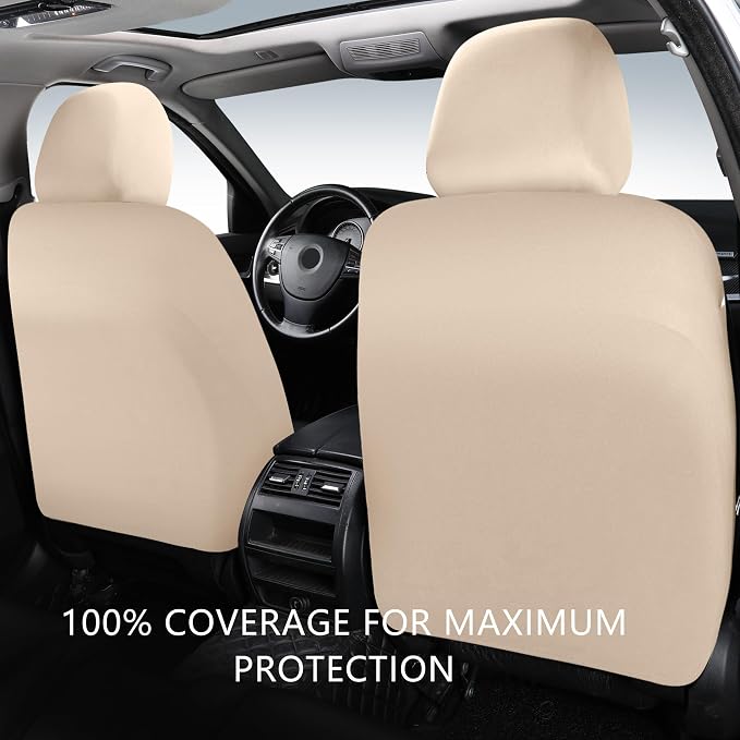 HChengkikz Front Car Seat Cover, Waterproof Nappa Leather (Beige) | Breathable, Airbag compatible, Easy to Install, Universal Fit for Most Cars, Sedans, SUVs, Vans, Trucks