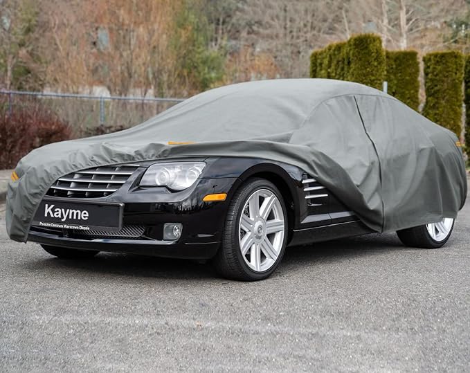 Kayme Heavy Duty Car Cover Custom Fit Chrysler Crossfire(2003-2008), Waterproof All Weather for Automobiles, Full Exterior Covers Sun Rain UV Protection.