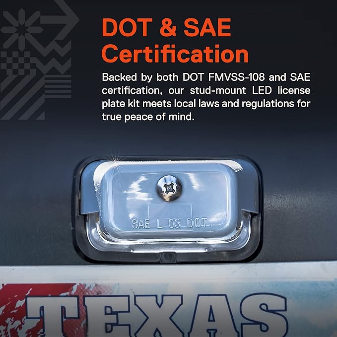 TRUE MODS Gray LED Boat Trailer License Plate Light [Stud Mount] [DOT FMVSS 108] [SAE L] [Waterproof] [12V DC] Universal Submersible Tag Lamp for Auto Work Utility Flat Bed Dump Box Semi Truck RV