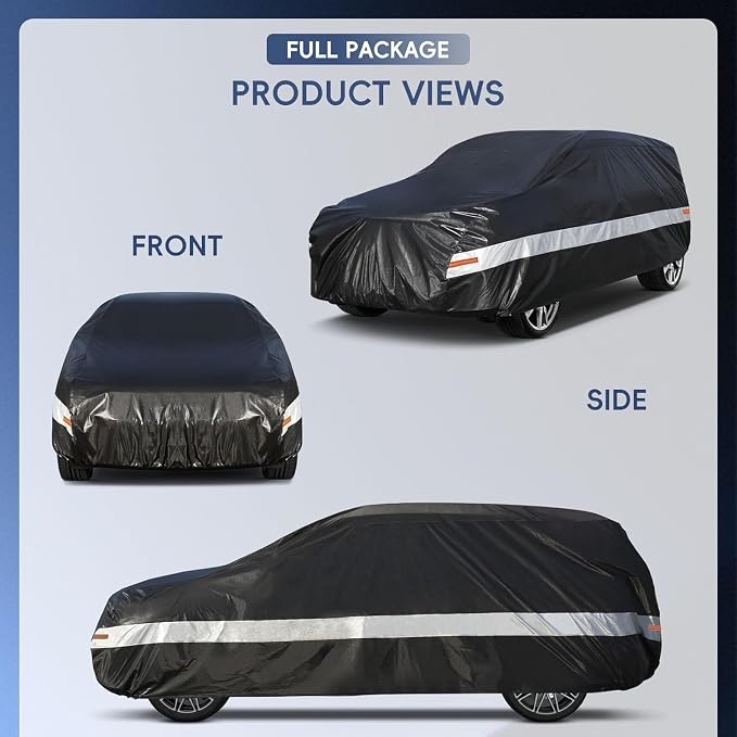 10 Layers SUV Car Cover Waterproof All Weather for Automobiles,100% Waterproof Outdoor Car Covers Rain Snow UV Protection. Custom Fit Chevrolet Tahoe,GMC Yukon,Infiniti QX80,Jeep Wagoneer,etc