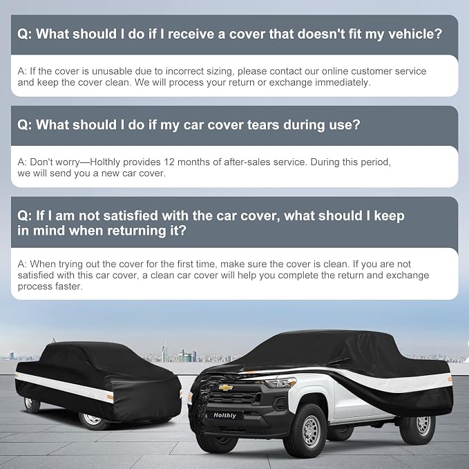 10 Layers Truck Cover Waterproof All Weather Custom Fit Chevrolet Colorado(2003-2026) Extended/Crew Cab Short Bed, Outdoor Full Exterior Pickup Car Cover Sun Rain Snow Ice Protection. Black