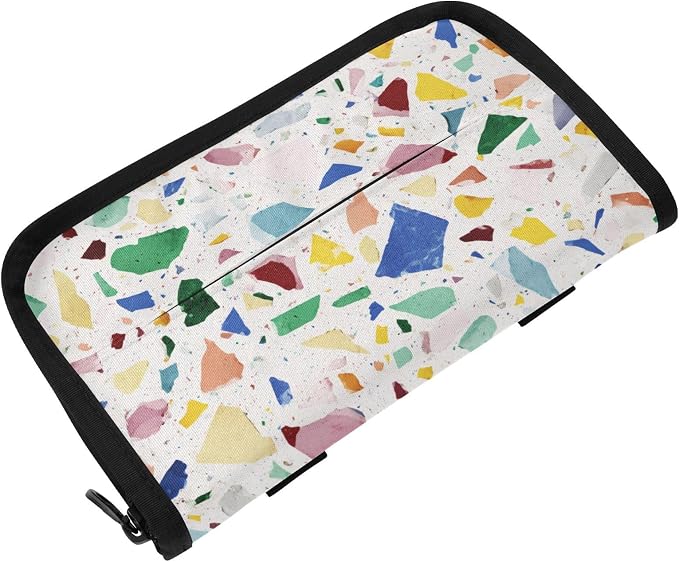 Light Colorful Terrazzo Car Tissue Holder Durable Napkin Holder Hanging Tissue Holders Case Car Tissues Bag for Sun Visor Seat Back Universal Auto