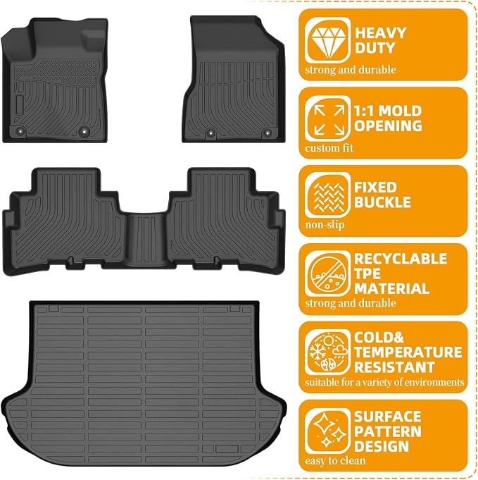 Floor Mats for Nissan Murano 2024 2023 2022 2021 2020 2019 2018 2017.5 | Murano S|SL| SV| Platinum| Midnight Edition Floor Mats,TPE Non-Slip Waterproof Summer Winter, Front & Rear Row & Cargo Mats