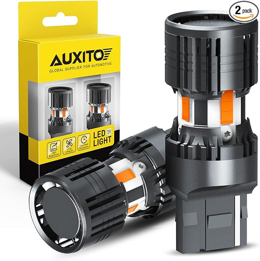 AUXITO CANBUS 7440 LED Bulbs Amber Yellow for Turn Signal Lights with Built-in Resistor Anti Hyper Flash 7440NA T20 7441 W21W WY21W Exterior Light Blinker Bulb Replacement, Pack of 2