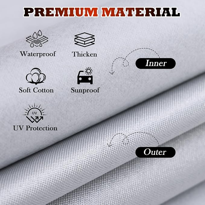 Waterproof Half Car Cover for Large SUV L, Outdoor Roof & Windshield Protector with Cotton Liner, All Weather Top Half Cover for Rain, Snow, Sun, Dust and Debris, Fits Most Full Size SUVs