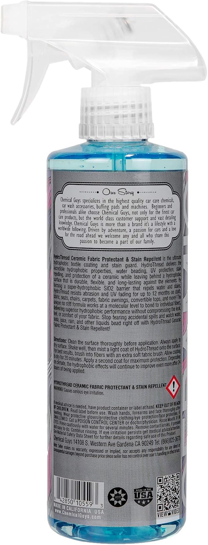 Chemical Guys, HydroThread Ceramic Fabric Protectant & Stain Guard, 16 oz | Works on fabric, carpet & upholstery, keep floor mats looking clean, use with microfiber towel or interior brush